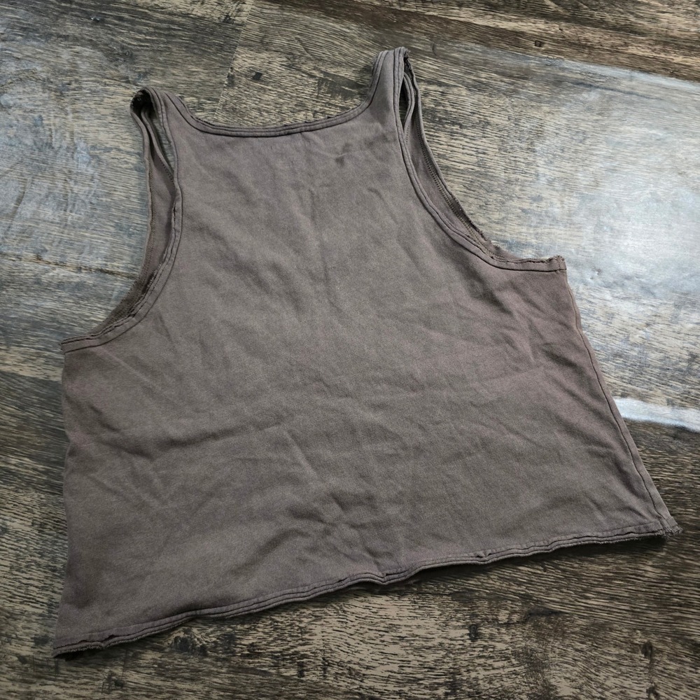AMERICAN EAGLE Tank Top Women Small Brown Excellent‎ Stay True Graphic Crop